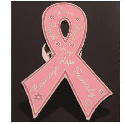 Breast pink silk ribbon hard enamel lapel pin - 副本