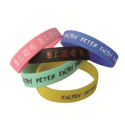 printed standard adult size silicone bracelet