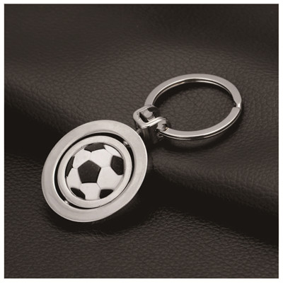 football silver metal keychain