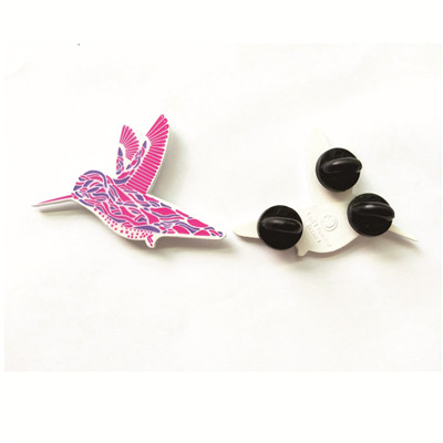 dyed enamel bird lapel pin with backstamp