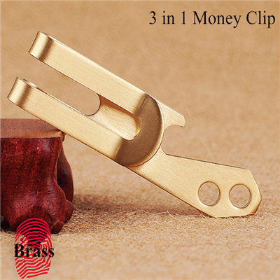 3 in 1 brass money clip bottle opener