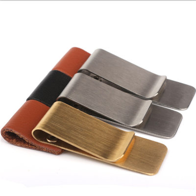 money clip with leather cover